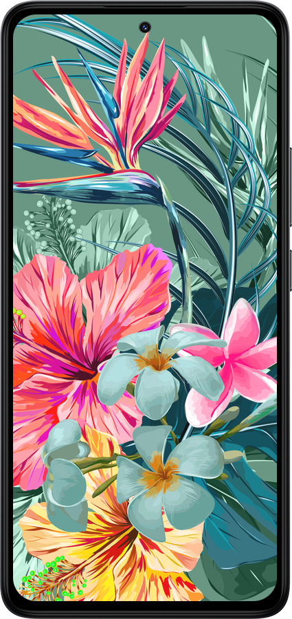 TPU чехол Тропические цветы v1 для Xiaomi Redmi Note 14 4G - 4667b-3903 изображение 