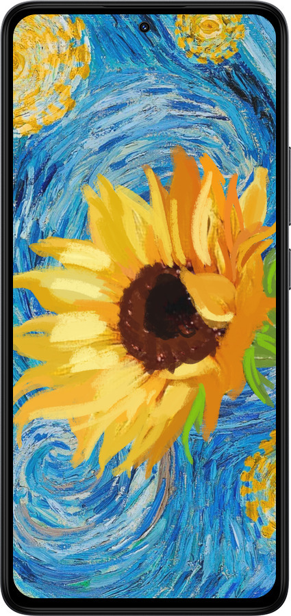 TPU чехол Цветы желто-голубые для Xiaomi Redmi Note 14 4G - 5308b-3903 изображение 