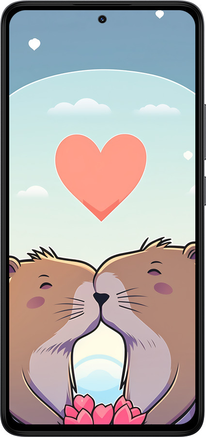 TPU чехол Капибара любовь для Xiaomi Redmi Note 14 4G - 6027b-3903 изображение 