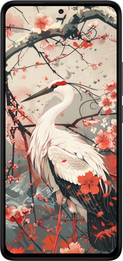 TPU чехол Аист в цвету сакуры для Xiaomi Redmi Note 14 4G - 6109b-3903 изображение 