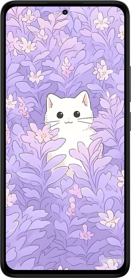 TPU чехол Котик в цветах для Xiaomi Redmi Note 14 4G - 6390b-3903 изображение 