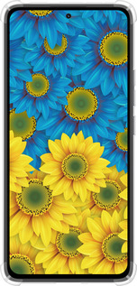 Силикон с усиленными углами чехол Жёлто-голубые цветы для Xiaomi Redmi Note 14 4G - 1048sp-3903 изображение 
