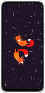 Силикон с усиленными углами чехол Лисички в космосе для Xiaomi Redmi Note 14 4G - 4519sp-3903 изображение 