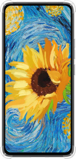 Силикон с усиленными углами чехол Цветы желто-голубые для Xiaomi Redmi Note 14 4G - 5308sp-3903 изображение 