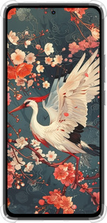 Силикон с усиленными углами чехол Сакура и аист для Xiaomi Redmi Note 14 4G - 6108sp-3903 изображение 