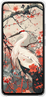 Силикон с усиленными углами чехол Аист в цвету сакуры для Xiaomi Redmi Note 14 4G - 6109sp-3903 изображение 