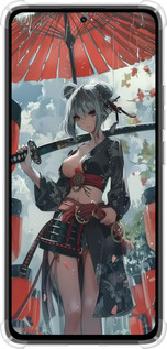 Силикон с усиленными углами чехол Гейша-воин для Xiaomi Redmi Note 14 4G - 6124sp-3903 изображение 