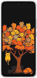 Силикон с усиленными углами чехол Дерево и котики для Xiaomi Redmi Note 14 4G - 6516sp-3903 изображение 