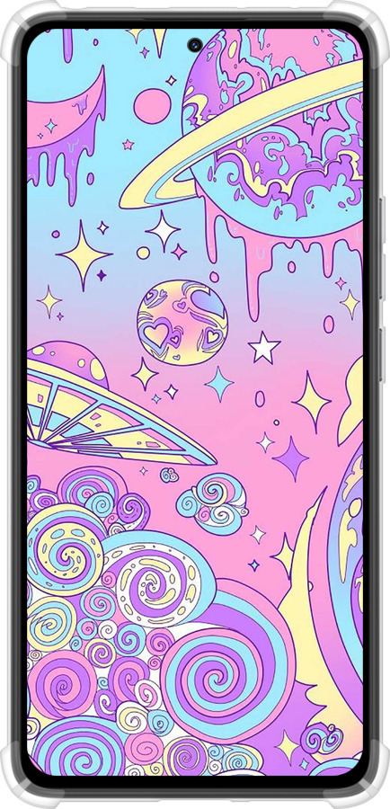 Силикон с усиленными углами чехол Розовая галактика для Xiaomi Redmi Note 14 4G - 4146sp-3903 изображение 