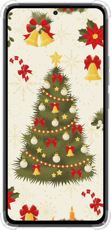 Силикон с усиленными углами чехол Новогодняя елка для Xiaomi Redmi Note 14 4G - 4198sp-3903 изображение 