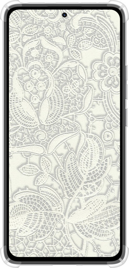 Силикон с усиленными углами чехол Белое кружево для Xiaomi Redmi Note 14 4G - 4383sp-3903 изображение 