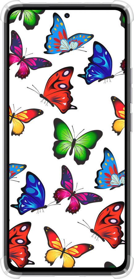 Силикон с усиленными углами чехол Красочные мотыльки для Xiaomi Redmi Note 14 4G - 4761sp-3903 изображение 