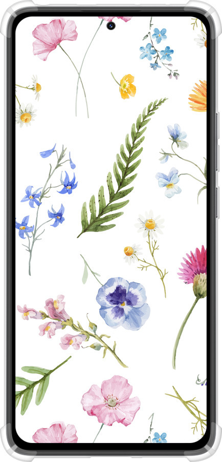 Силикон с усиленными углами чехол Цветочный фон v2 для Xiaomi Redmi Note 14 4G - 5472sp-3903 изображение 