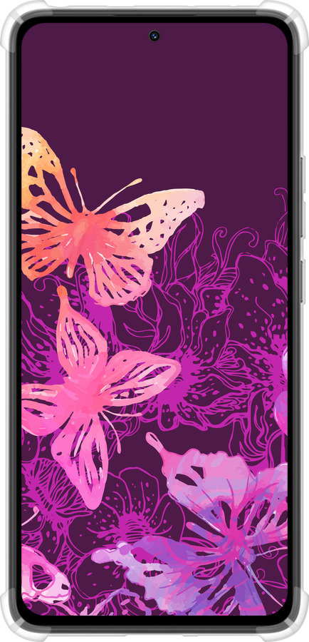 Силикон с усиленными углами чехол Бабочки v2 для Xiaomi Redmi Note 14 4G - 5475sp-3903 изображение 
