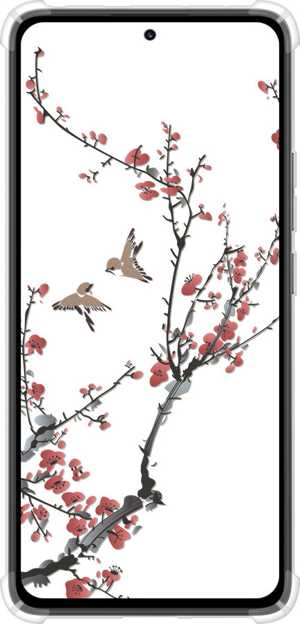 Силикон с усиленными углами чехол Сакура v2 для Xiaomi Redmi Note 14 4G - 5538sp-3903 изображение 