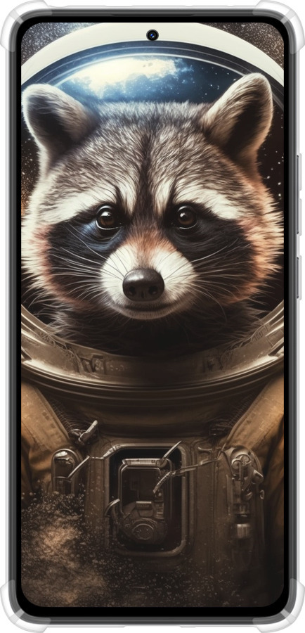 Силикон с усиленными углами чехол Raccoon austronaut для Xiaomi Redmi Note 14 4G - 5581sp-3903 изображение 