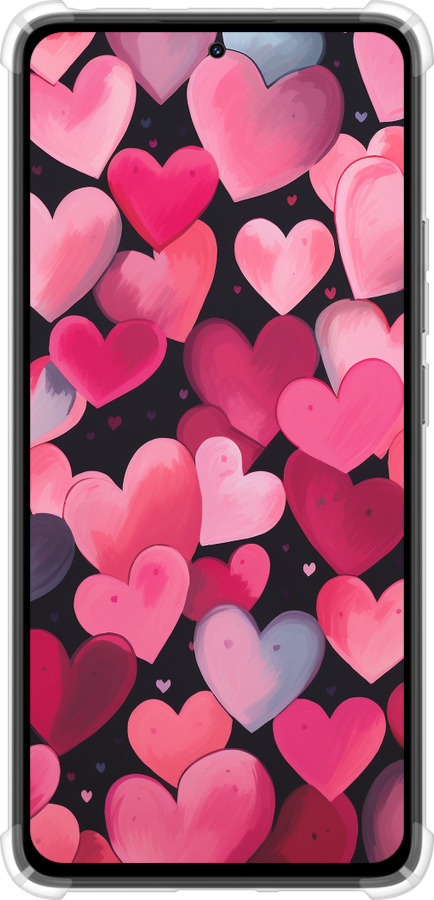 Силикон с усиленными углами чехол Сердечки 4 для Xiaomi Redmi Note 14 4G - 5662sp-3903 изображение 