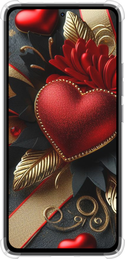 Силикон с усиленными углами чехол Сердечки v2 для Xiaomi Redmi Note 14 4G - 5832sp-3903 изображение 