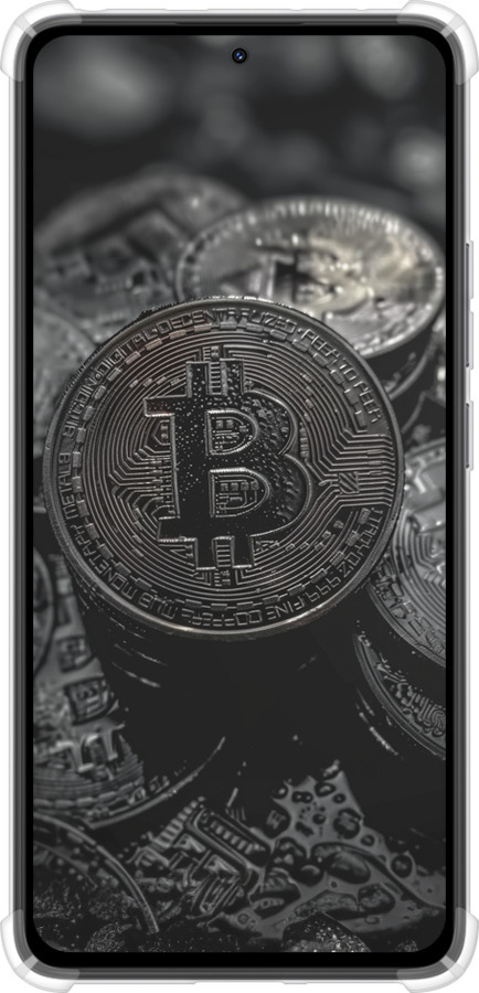 Силикон с усиленными углами чехол Black Bitcoin для Xiaomi Redmi Note 14 4G - 6090sp-3903 изображение 