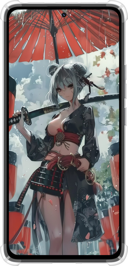 Силикон с усиленными углами чехол Гейша-воин для Xiaomi Redmi Note 14 4G - 6124sp-3903 изображение 