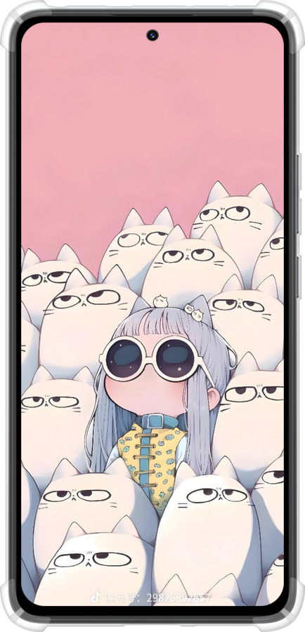 Силикон с усиленными углами чехол Малышка с котами для Xiaomi Redmi Note 14 4G - 6295sp-3903 изображение 