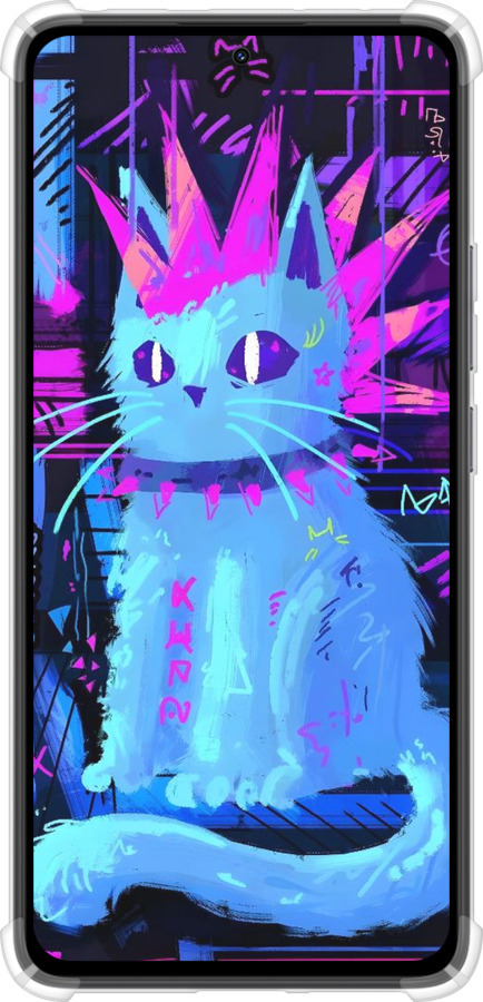 Силикон с усиленными углами чехол Кот панк для Xiaomi Redmi Note 14 4G - 6311sp-3903 изображение 