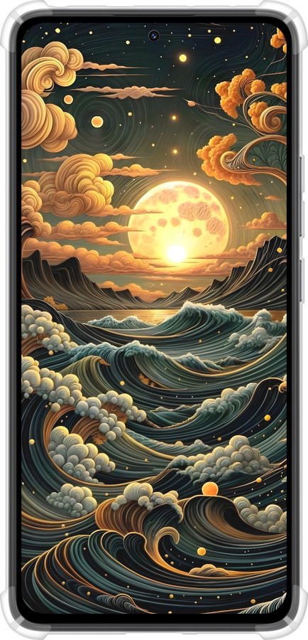 Силикон с усиленными углами чехол Арт волны для Xiaomi Redmi Note 14 4G - 6332sp-3903 изображение 