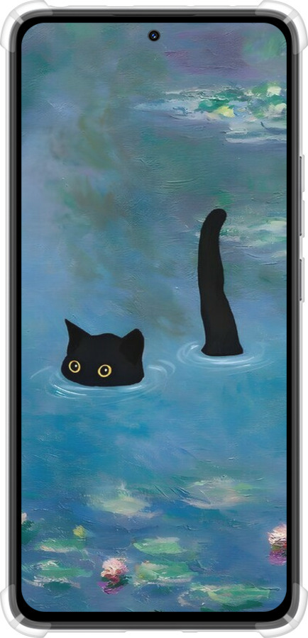 Силикон с усиленными углами чехол С изображением кота и водяной лилии Monet для Xiaomi Redmi Note 14 4G - 6519sp-3903 изображение 