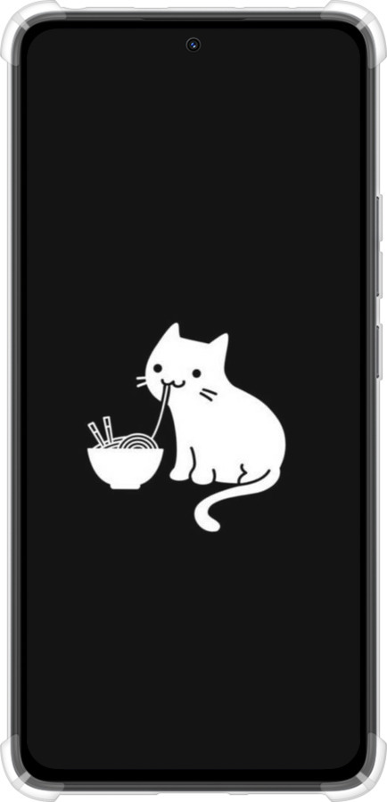 Силикон с усиленными углами чехол С милым котом на черном фоне для Xiaomi Redmi Note 14 4G - 6528sp-3903 изображение 