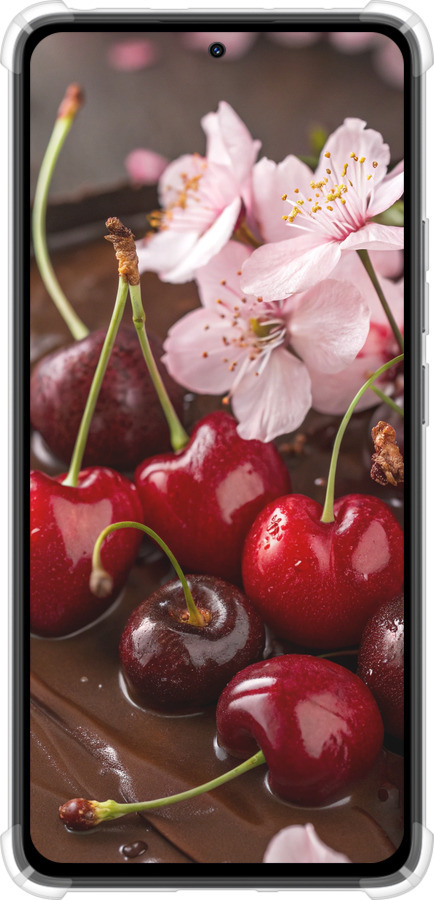 Силикон с усиленными углами чехол Вишня в шоколаде для Xiaomi Redmi Note 14 4G - 6698sp-3903 изображение 