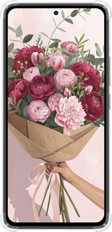 Силіконовий протиударний с посиленими кутами чехол Півонії 1 для Xiaomi Redmi Note 14 4G - 6705sp-3903 изображение 