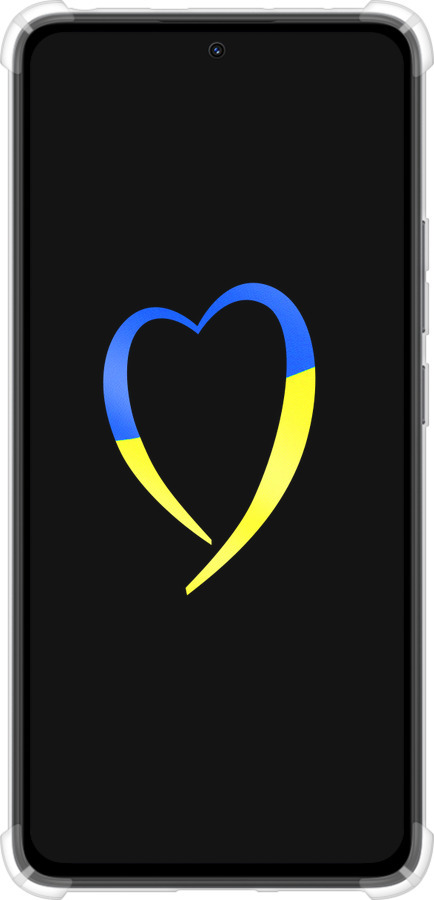 Силикон с усиленными углами чехол Жёлто-голубое сердце для Xiaomi Redmi Note 14 4G - 885sp-3903 изображение 