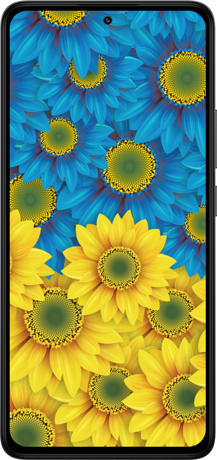 Силиконовый чехол Жёлто-голубые цветы для Xiaomi Redmi Note 14 4G - 1048u-3903 изображение 