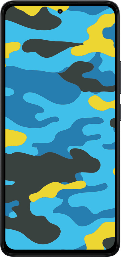 Силиконовый чехол Желто-голубой камуфляж для Xiaomi Redmi Note 14 4G - 1084u-3903 изображение 