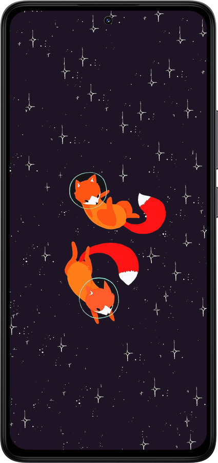 Силиконовый чехол Лисички в космосе для Xiaomi Redmi Note 14 4G - 4519u-3903 изображение 
