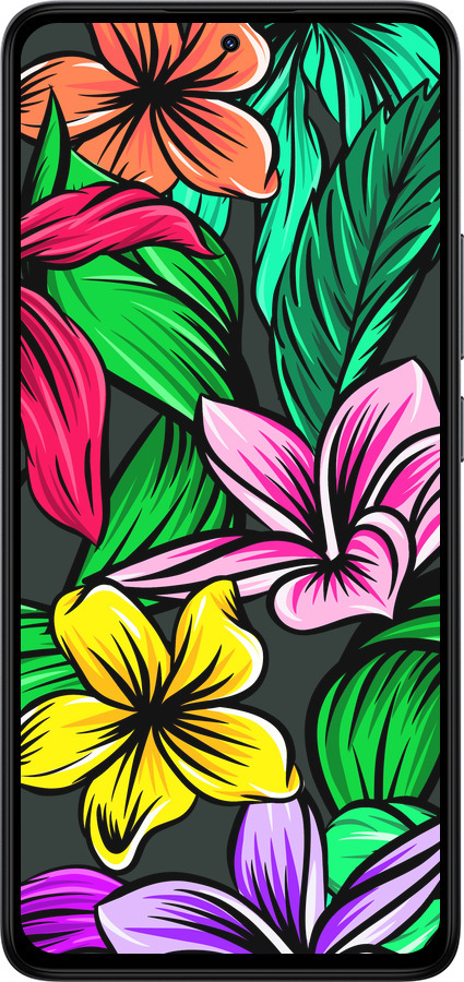 Силиконовый чехол Тропические цветы 1 для Xiaomi Redmi Note 14 4G - 4753u-3903 изображение 