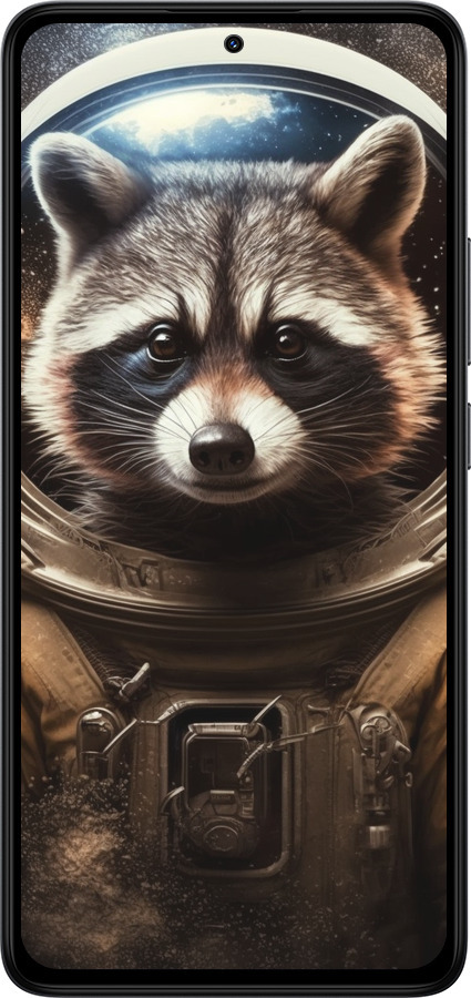 Силиконовый чехол Raccoon austronaut для Xiaomi Redmi Note 14 4G - 5581u-3903 изображение 