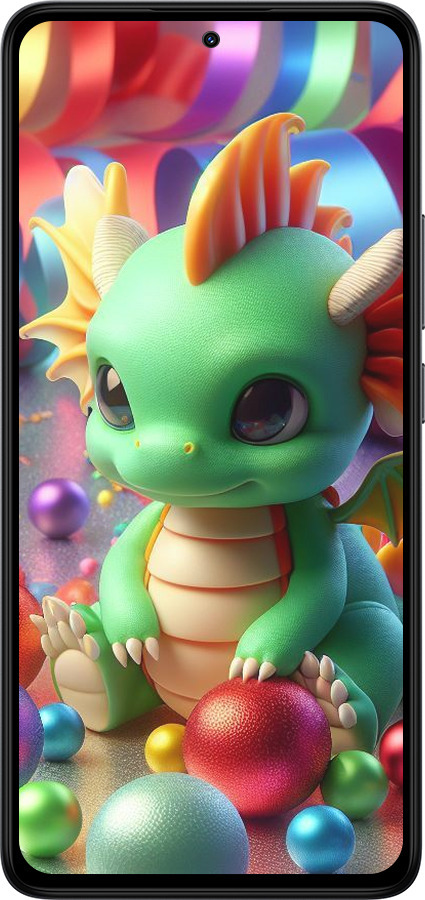 Силиконовый чехол Веселый дракончик для Xiaomi Redmi Note 14 4G - 5812u-3903 изображение 