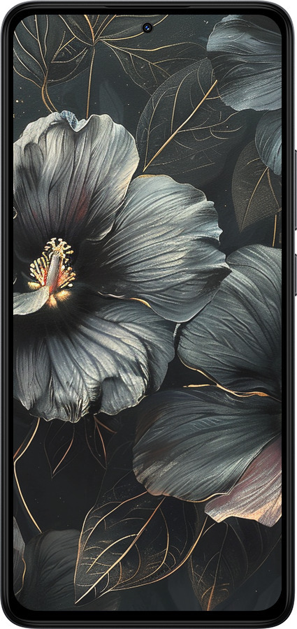 Силіконовий чехол Чорні квіти для Xiaomi Redmi Note 14 4G - 6031u-3903 изображение 