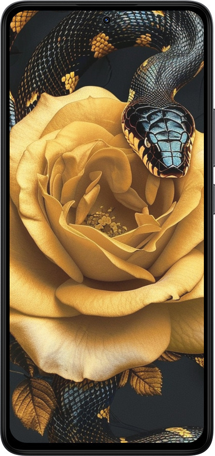 Силиконовый чехол Black snake and golden rose для Xiaomi Redmi Note 14 4G - 6068u-3903 изображение 