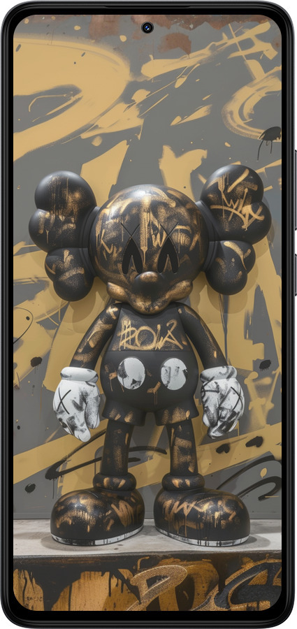 Силиконовый чехол Bronze kaws для Xiaomi Redmi Note 14 4G - 6097u-3903 изображение 