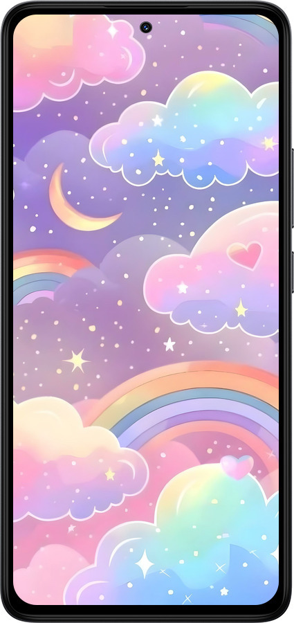 Силиконовый чехол Облака и радуга для Xiaomi Redmi Note 14 4G - 6312u-3903 изображение 