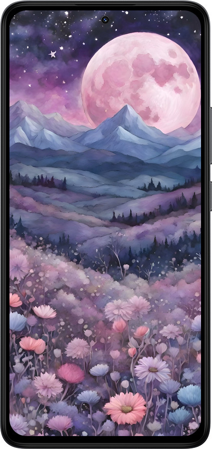 Силиконовый чехол Ночь луна арт для Xiaomi Redmi Note 14 4G - 6319u-3903 изображение 