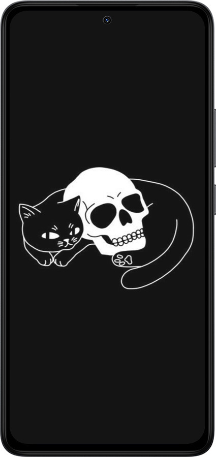 Силіконовий чехол Із зображенням кота та черепа для Xiaomi Redmi Note 14 4G - 6491u-3903 изображение 