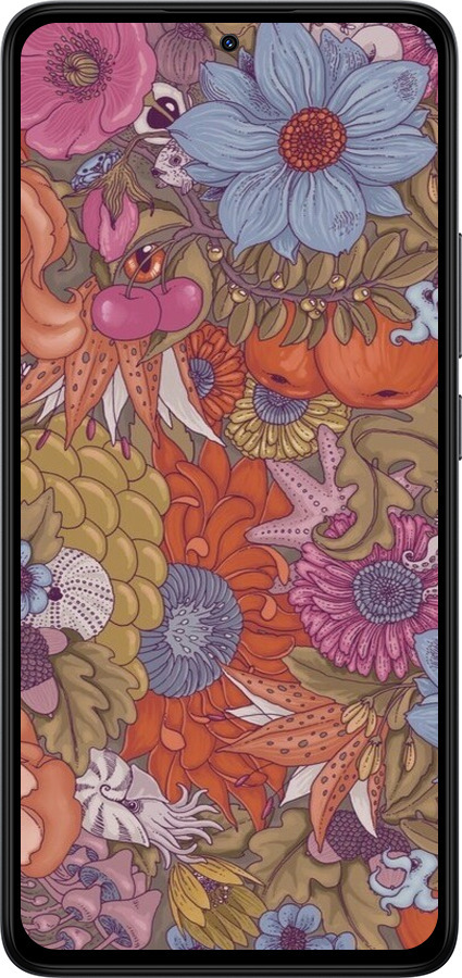 Силиконовый чехол Абстрактные цветы для Xiaomi Redmi Note 14 4G - 6526u-3903 изображение 