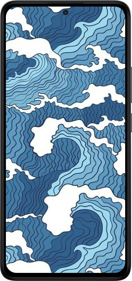 Силиконовый чехол Абстрактный рисунок морских волн для Xiaomi Redmi Note 14 4G - 6538u-3903 изображение 
