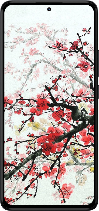 Силиконовый чехол Цветущий куст для Xiaomi Redmi Note 14 4G - 831u-3903 изображение 