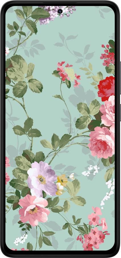 Силиконовый чехол Цветочные обои 2 для Xiaomi Redmi Note 14 4G - 862u-3903 изображение 