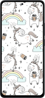Силиконовый чехол Единорог и кофе для Xiaomi Redmi Note 14 5G - 4661u-3811 изображение 