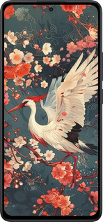 Силіконовий чехол Сакура та лелека для Xiaomi Redmi Note 14 5G - 6108u-3811 изображение 